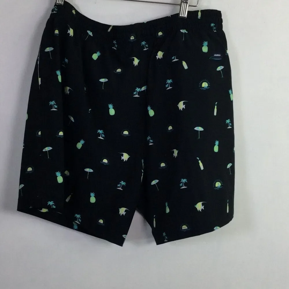 Chubbies Mens Lined Classic The Beach Essentials Swim Trunk Black Multi XXL NWT